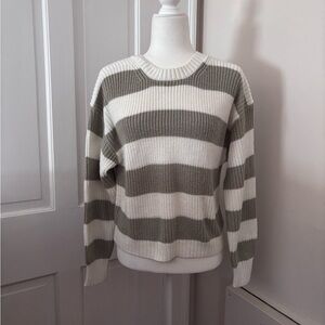 Garage Striped Cropped Knit Ribbed Sweater, Size Large